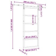 Преплъзваща се врата Кафяво 80 x 208 см Борово дърво масив