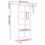 Преплъзваща се врата Кафяво 90 x 208 см Борово дърво масив
