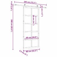 Преплъзваща се врата Кафяво 80 x 208 см Борово дърво масив