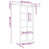 Преплъзваща се врата Кафяво 100 x 208 см Борово дърво масив