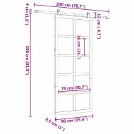Преплъзваща се врата Кафяво 90 x 208 см Борово дърво масив