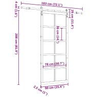 Преплъзваща се врата Кафяво 90 x 208 см Борово дърво масив