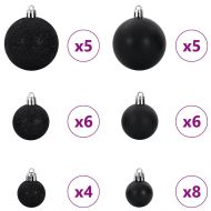 Дърво за Коледа с обратен дизайн, изкуствено, с лампички и топки