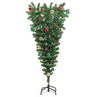 Обърнато изкуствено предварително осветено коледно дърво с комплект топки