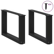 Крака за масичка за кафе, U-образни, 2 бр., черни, 50 x (30-31) см, стомана