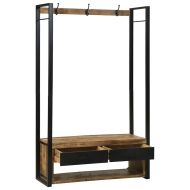 Закачалка за дрехи с чекмедже Кафяво Масивна дървесина от манго