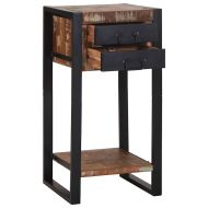 Крайна масичка с рафт Многоцветен Солидна рециклирана дървесина