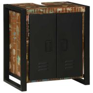 Шкаф за мивка с врата Кафяво Масивна регенерирана дървесина