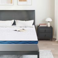 Подложки за матрак Бял и син 160 x 200 cm Гелова мемори пяна