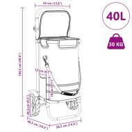 Пазарски тролей Черно 36.5 x 46.5 x 100.5 см Оксфордска тъкан