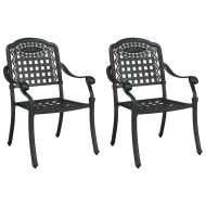 Градински стол 2 pcs Черно 55 x 56.5 x 91 см Алуминий