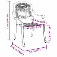 Градински стол 2 pcs Черно 55 x 56.5 x 91 см Алуминий