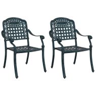 Градински стол 2 pcs Зелен 55 x 56.5 x 91 см Алуминий