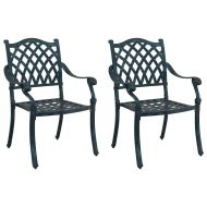 Градински стол 2 pcs Зелен 55 x 56.5 x 91 см Алуминий