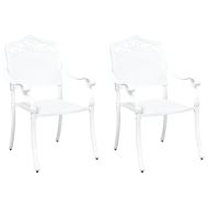 Градински стол 2 pcs Бяло 55 x 56.5 x 91 см Алуминий