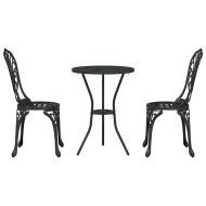 Градински бистро комплект 3 pcs Черно Алуминий