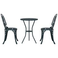 Градински бистро комплект 3 pcs Зелен Алуминий