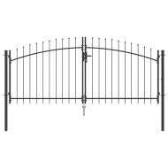 Градинска врата с заключване Сив 125 x 300 см Стомана