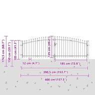 Градинска врата с заключване Сив 125 х 400 см Стомана