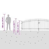 Градинска врата с заключване Сив 125 х 400 см Стомана