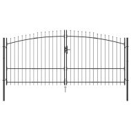 Градинска врата с заключване Сив 175 х 400 см Стомана