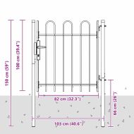 Врата за ограда Сив 100 x 100 cm Прахово боядисана стомана