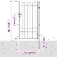 Врата за ограда Сив 100 x 175 cm Прахово боядисана стомана