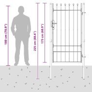 Врата за ограда Сив 100 x 175 cm Прахово боядисана стомана