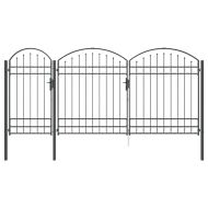 Врата за ограда с аркиран връх Сив 400 x 125 cm Стомана
