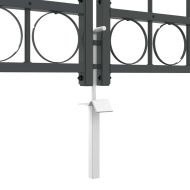 Врата за ограда с аркиран връх Сив 400 x 125 cm Стомана