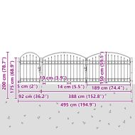 Врата за ограда с аркиран връх Сив 500 x 100 cm Стомана