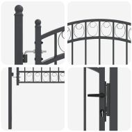 Врата за ограда Сив 125 x 100 см Прахово покритие стомана