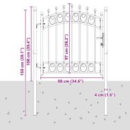 Оградна врата с шипове с заключване Сив 100 x 100 cm