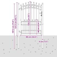 Оградна врата с шипове Сив 170 х 100 см