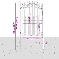 Оградна врата с шипове Сив 200 x 100 cm