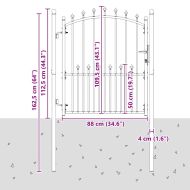 Оградна врата с шипове с заключване Сив 125 x 100 см