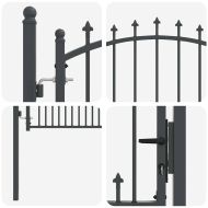 Оградна врата с шипове с заключване Сив 150 x 100 cm