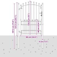 Оградна врата с шипове с заключване Сив 170 х 100 см