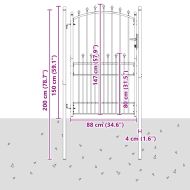 Оградна врата с шипове с заключване Сив 200 x 100 cm
