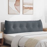 Възглавница за гръб Тъмен сив 160 x 24 x 50 см Кадифе
