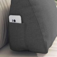 Възглавница за гръб Тъмен сив 45 x 20 x 35 см текстил