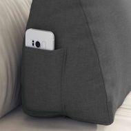 Възглавница за гръб Тъмен сив 60 x 20 x 50 см текстил