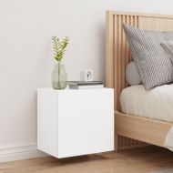 Стенен ТB шкаф, бял, 40,5x30x40 см, инженерно дърво