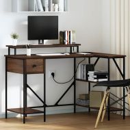 Бюро с чекмедже Кафяв дъб 120 х 79 х 86,5 см Инженерно дърво