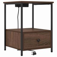 Нощен шкаф с чекмедже Кафяв дъб 42 x 41 x 56 см Инженерно дърво
