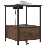 Нощен шкаф с чекмедже Кафяв дъб 42 x 41 x 56 см Инженерно дърво