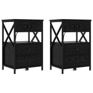 Нощен шкаф 2 pcs Черния дъб 40 x 31 x 60 см Инженерно дърво