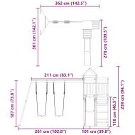 Комбинирано детско съоръжение за игра, импрегниран бор