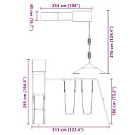Комбинирано детско съоръжение за игра, импрегниран бор