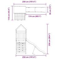 Комбинирано детско съоръжение, масивна дугласка дървесина